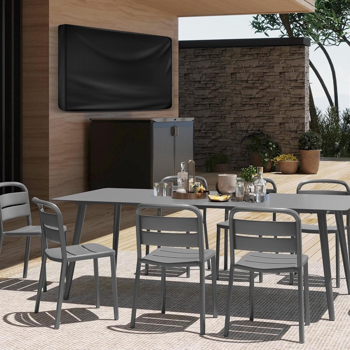 Outdoor TV case 50-52 inch - TV screen protector - waterproof and weatherproof outdoor flat screen case - 210D fabric - 51.2 x 5.9 x 32.6 inches - black