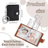 4 pieces - Mini photo album - 2 inch - Photo album - keychain - mini retro photo album - with lobster claw clasps and keychains - Each book can hold 20 photos - 10 pages - for a family and friends party keepsake - black, brown