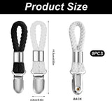 6 pieces - towel clips - bath towel clip - metal kitchen tea towel hooks - with woven cotton rope loop - for hanging tea towel holders in kitchen, bathroom, home - black and white - 11*2.3 cm - Front View