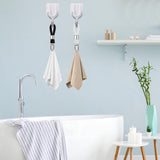 6 pieces - towel clips - bath towel clip - metal kitchen tea towel hooks - with woven cotton rope loop - for hanging tea towel holders in kitchen, bathroom, home - black and white - 11*2.3 cm - Side View