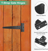 pieces - T-hinge for door - with screws - 6 inch - shed door hinge - T-door hinge - T-hinges - T-hinge - exterior door hinges - for wooden fences, sheds, cabinets and windows - black - 6.4*25 cm