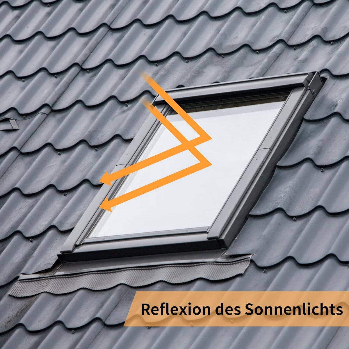 Blackout roller blind - No drilling required - 96 x 100 cm - Portable blackout curtain for windows - with 7 suction cups - Thermal insulation, Sun protection, Roller blind for skylight, Bedroom, Garden, Car - Black