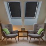 Blackout roller blind - No drilling required - 96 x 100 cm - Portable blackout curtain for windows - with 7 suction cups - Thermal insulation, Sun protection, Roller blind for skylight, Bedroom, Garden, Car - Black - Top-Down View