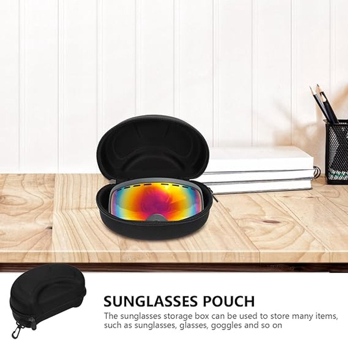 Ski goggles case - Sunglasses case - Glasses case - Glasses case - Ski goggles storage case - ski goggles protective cover - storage box - protective cover - with hook - for ski goggles, sunglasses, sports glasses, sunglasses and reading glasses - 20*12*1