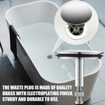 Bathtub Drain Plug 43mm - Stem Diameter 8mm - Bathtub Cover, Bathroom Washbasin Cap - Height Adjustable Drain Plug for Bathtub, Kitchen, Sink - Solid Brass Drain Stopper