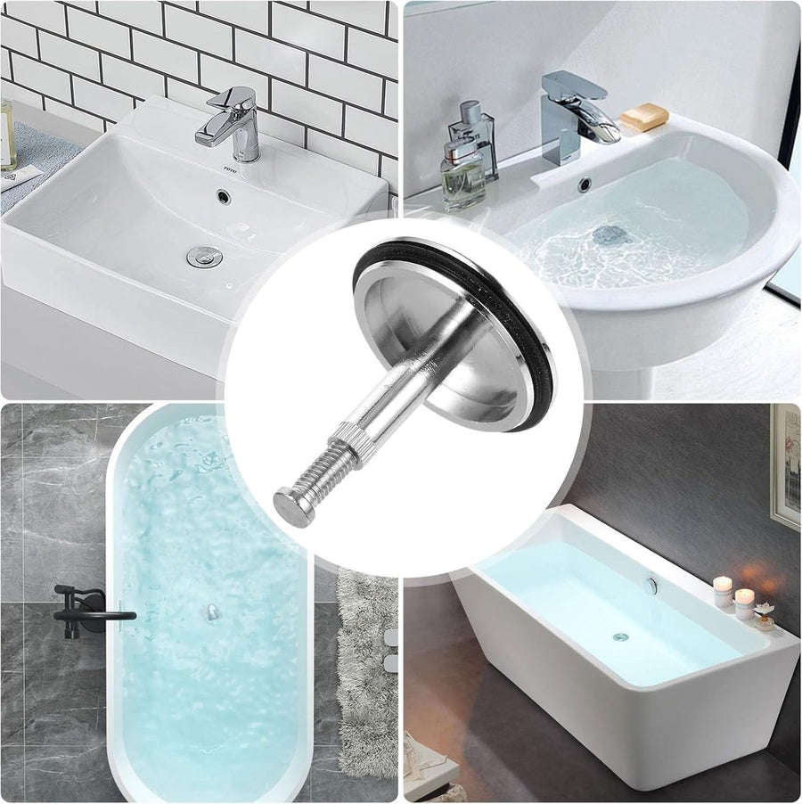 Bathtub Drain Plug 43mm - Stem Diameter 8mm - Bathtub Cover, Bathroom Washbasin Cap - Height Adjustable Drain Plug for Bathtub, Kitchen, Sink - Solid Brass Drain Stopper