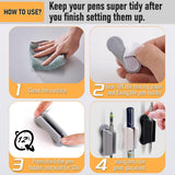12 pieces - pen holder - pen holder for desk - self-adhesive silicone pen holder - for clipboard mounting in classroom - highlighter holder - pencil holder - for desk, classroom, office accessories - black, white and grey - 2*4.7 cm