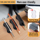 12 pieces - pen holder - pen holder for desk - self-adhesive silicone pen holder - for clipboard mounting in classroom - highlighter holder - pencil holder - for desk, classroom, office accessories - black, white and grey - 2*4.7 cm - Top-Down View