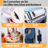 12 pieces - pen holder - pen holder for desk - self-adhesive silicone pen holder - for clipboard mounting in classroom - highlighter holder - pencil holder - for desk, classroom, office accessories - black, white and grey - 2*4.7 cm - Rear View