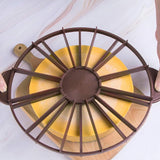 Cake divider - Round cake cutter and cake divider - cheesecake cutter - cake cutter - kitchen tools - Baking supplies - Adjustable - Brown - Top-Down View
