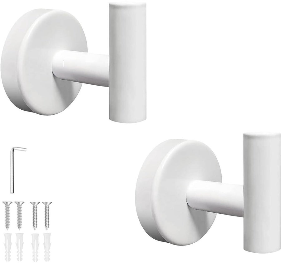 2 pieces - Towel hook - Hanging hooks - Hanging hooks - Bathroom towel hooks - Key hook - Clothes hook - Hat hook - Wall hooks - stainless steel hook - with screws - for bathroom, kitchen, garage, home, hotel, office - 5.5*6 cm - white