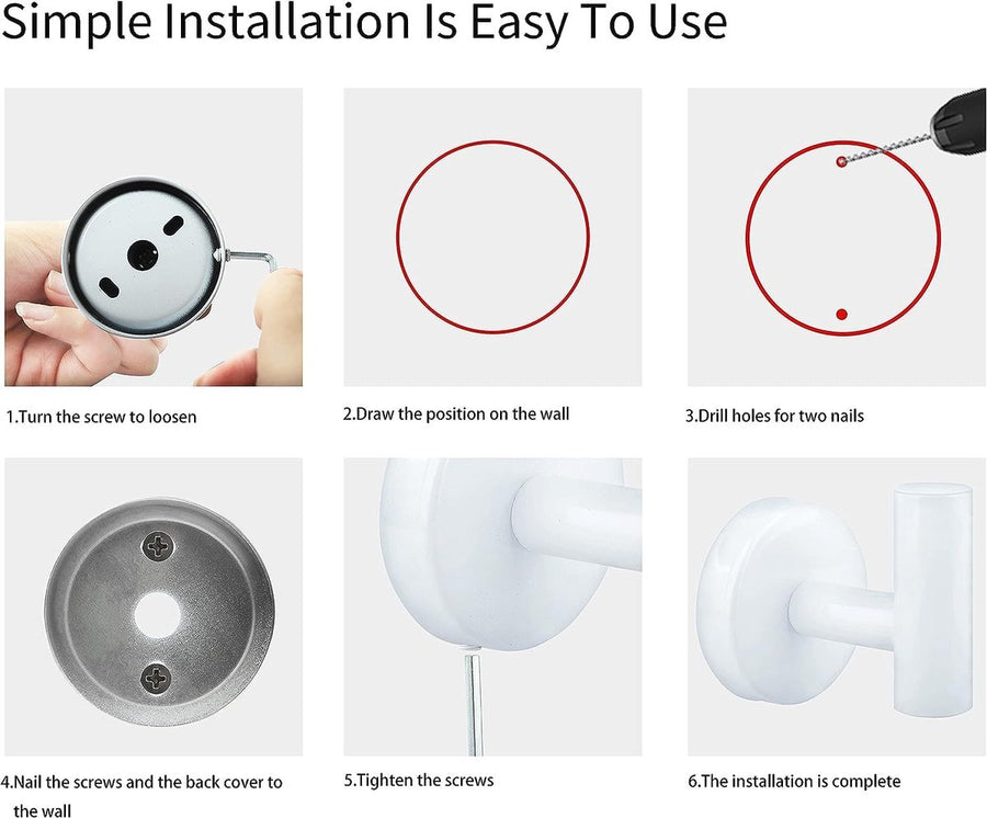2 pieces - Towel hook - Hanging hooks - Hanging hooks - Bathroom towel hooks - Key hook - Clothes hook - Hat hook - Wall hooks - stainless steel hook - with screws - for bathroom, kitchen, garage, home, hotel, office - 5.5*6 cm - white