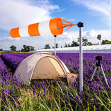 2 pieces - Wind indicator - Outdoor wind sock - Wind socks - Wind sack - Wind direction indicator - Weather vanes - Garden flag - Outdoor flag - outdoor wind sock - wind socks for the garden - orange and white - 80 cm - Front View