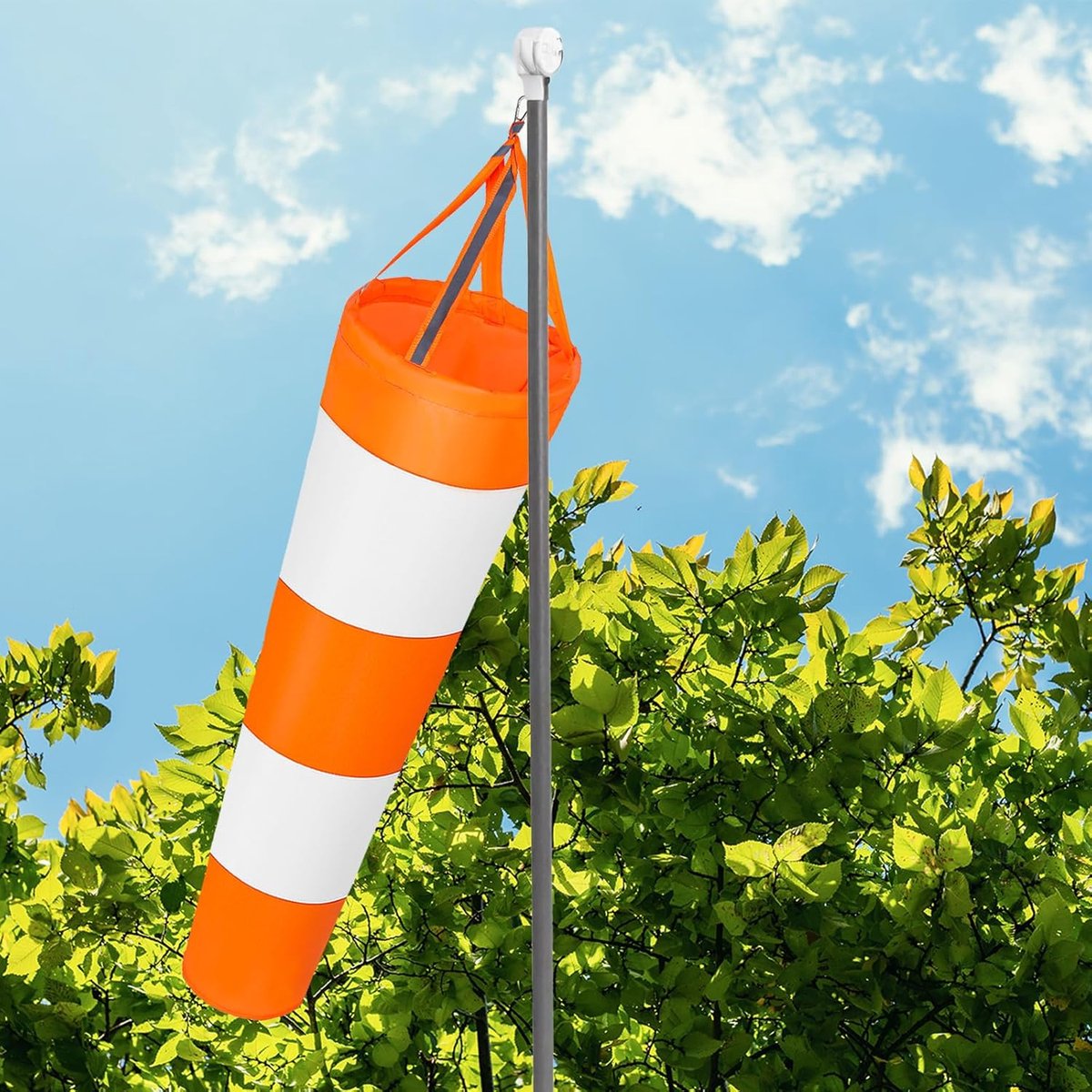 2 pieces - Wind indicator - Outdoor wind sock - Wind socks - Wind sack - Wind direction indicator - Weather vanes - Garden flag - Outdoor flag - outdoor wind sock - wind socks for the garden - orange and white - 80 cm