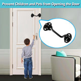 2 pieces - Wind hook - 6 inch - Wind hooks - Door hinges - Door bolt - Hinge - barn door hook - hook and eye bolt - cabin hooks and eye bolt - swivel window hook - door hooks - lock - for sliding door, bedroom, bathroom - 150*39 mm - black - Front View
