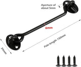 2 pieces - Wind hook - 6 inch - Wind hooks - Door hinges - Door bolt - Hinge - barn door hook - hook and eye bolt - cabin hooks and eye bolt - swivel window hook - door hooks - lock - for sliding door, bedroom, bathroom - 150*39 mm - black - 45-Degree Angle