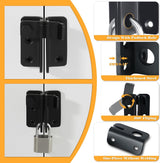 2 pieces - Lock - 60*54*27 mm - stainless steel door lock - sliding bolt with safety latch - left-hand sliding bolt - with screws - for sliding wardrobe, animal cage, garden, bathroom, garage door, sliding door - black - Side View
