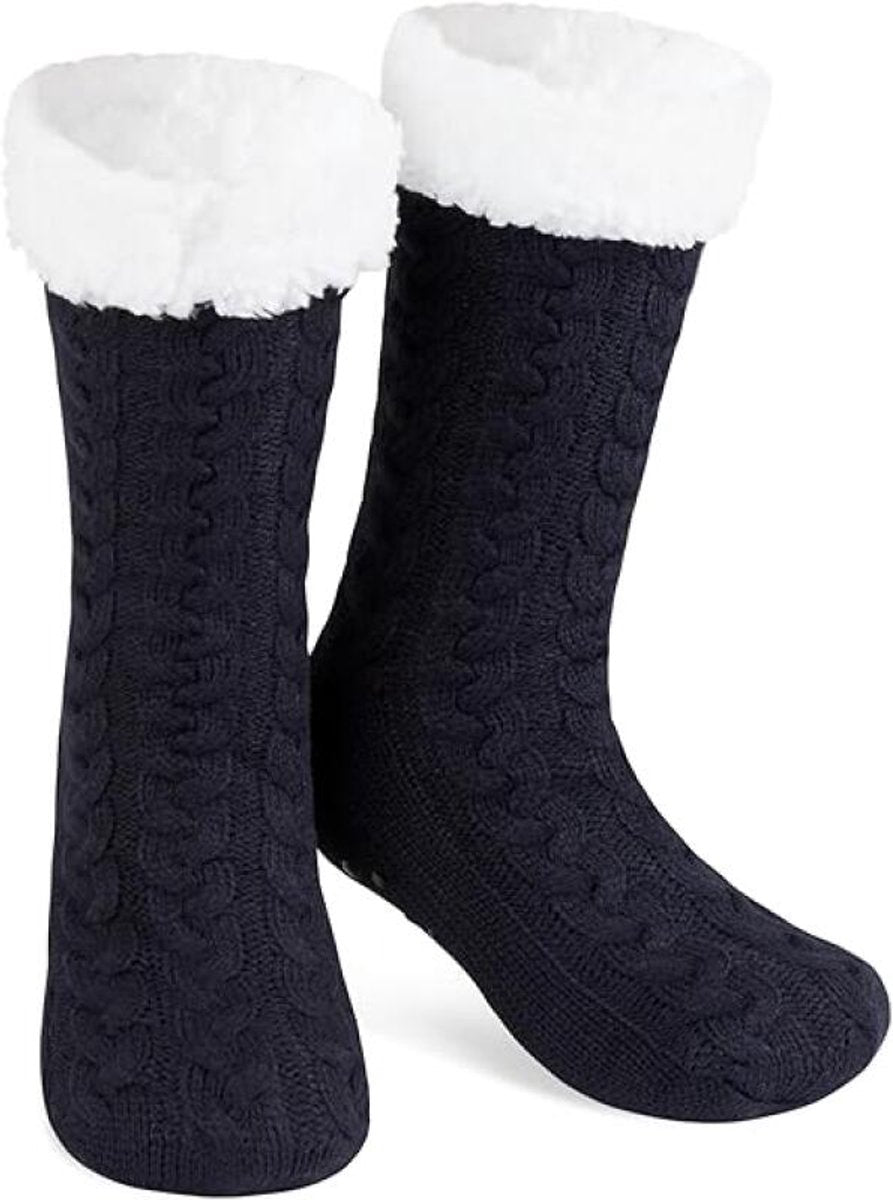House socks - fluffy warm coral fleece lined - non-slip socks for men and girls - Thick Winter coral fleece - Sleep socks - Postpartum socks - Fluffy Slipper socks - soft and comfortable floor socks - Black