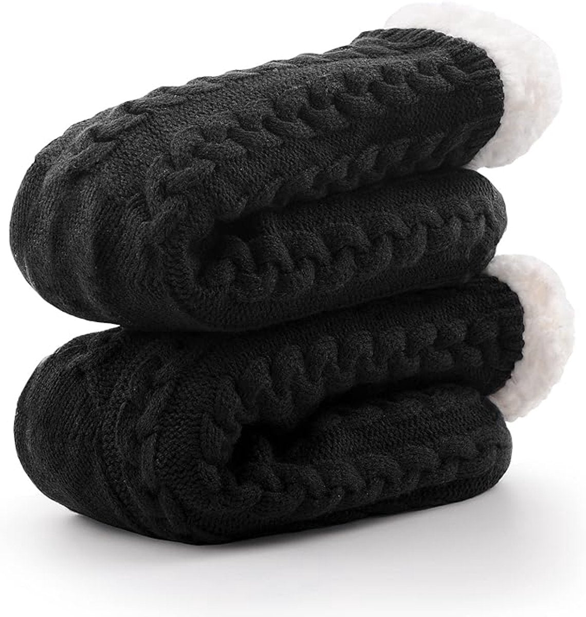 House socks - fluffy warm coral fleece lined - non-slip socks for men and girls - Thick Winter coral fleece - Sleep socks - Postpartum socks - Fluffy Slipper socks - soft and comfortable floor socks - Black