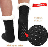 House socks - fluffy warm coral fleece lined - non-slip socks for men and girls - Thick Winter coral fleece - Sleep socks - Postpartum socks - Fluffy Slipper socks - soft and comfortable floor socks - Black - Top-Down View