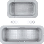 Sink drain basket - Strainer - Washing vegetables and fruit - Draining cooked pasta and drying dishes - Extendable and telescopic - New kitchen accessories for the home - Grey