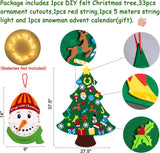 Felt Christmas tree - With Snowman advent calendar - Christmas decoration set - Felt Christmas tree for children incl. 33 ornaments - Mini Christmas tree - children's gift with string lights - Safe felt DIY tree - children's Christmas DIY wall hanging - C - Top-Down View