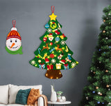 Felt Christmas tree - With Snowman advent calendar - Christmas decoration set - Felt Christmas tree for children incl. 33 ornaments - Mini Christmas tree - children's gift with string lights - Safe felt DIY tree - children's Christmas DIY wall hanging - C