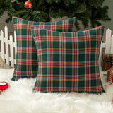 Pillowcase - Set of 2 - 40 x 40 cm cushion cover - indoor Christmas decoration - Christmas ornament - Christmas Pillowcase - Christmas Tartan Cushion Cover - Christmas Classic Tartan Cushion Cover - No core - Green & Red