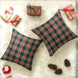 Pillowcase - Set of 2 - 40 x 40 cm cushion cover - indoor Christmas decoration - Christmas ornament - Christmas Pillowcase - Christmas Tartan Cushion Cover - Christmas Classic Tartan Cushion Cover - No core - Green & Red
