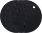 Silicone Pot Holders - Round - Pot Holders - Glass Coasters - Heat-Resistant Pot Holders - For Pots and Pans - Insulation Mats - Durable Non-Slip - Heat-Resistant Mats - Durable Flexible - Black