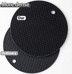 Silicone Pot Holders - Round - Pot Holders - Glass Coasters - Heat-Resistant Pot Holders - For Pots and Pans - Insulation Mats - Durable Non-Slip - Heat-Resistant Mats - Durable Flexible - Black