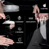 Heavy Duty Double-Sided Tape - 3m x 5mm x 1mm - Nano Tape - Extra Strong Double-Sided Tape - Mounting Tape - Multifunctional Tape - Transparent Reusable Tape - Transparent Tape - Front View