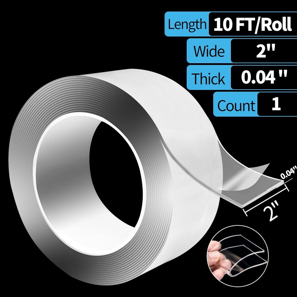 Heavy Duty Double-Sided Tape - 3m x 5mm x 1mm - Nano Tape - Extra Strong Double-Sided Tape - Mounting Tape - Multifunctional Tape - Transparent Reusable Tape - Transparent Tape