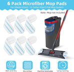 6-piece replacement mop pad set suitable for O Cedar H2prO mop system, suitable for Vileda H2PrO Flat Mop Refill Kit - mop head replacement - replacement mop pads - machine washable, reusable, easy to install, for all hard floors