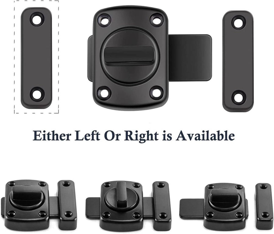 2 pieces - Door locks - swing door locks - zinc alloy door locks - bathroom door lock - security lock - door bolt - for home security, bathroom, bedroom, toilet - black
