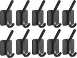 10 Pieces Heavy Duty Self-Adhesive Hooks - Wall Hook - Coat Rack - Coat Hook - No Drilling Required - Hanging Hooks - Wall Hook - Towel Hook - Bathroom Hooks - Easy to Install and Remove - For Home, School, and Office - Black