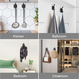 10 Pieces Heavy Duty Self-Adhesive Hooks - Wall Hook - Coat Rack - Coat Hook - No Drilling Required - Hanging Hooks - Wall Hook - Towel Hook - Bathroom Hooks - Easy to Install and Remove - For Home, School, and Office - Black - 45-Degree Angle
