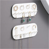 2 pieces - Jewelry stands - Jewelry display stand - Earring rack - Necklace holder organizer - wall jewelry organizers - Jewelry hooks - Necklace hook - Shelves - Display rack - for earrings, necklaces, bracelets, gift idea - 14*6*2 cm - white - Front View