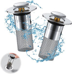 Pieces Drain 34-40mm - Drain Stopper - Improved Bathroom Washbasin Drain Plug with Hair Strain - Drain Set - With Anti-Clog Screen - Stopper - Removable Strainer Drain Plug - Drain Plug for Surface-Mounted Sinks - Bath Drain Stopper