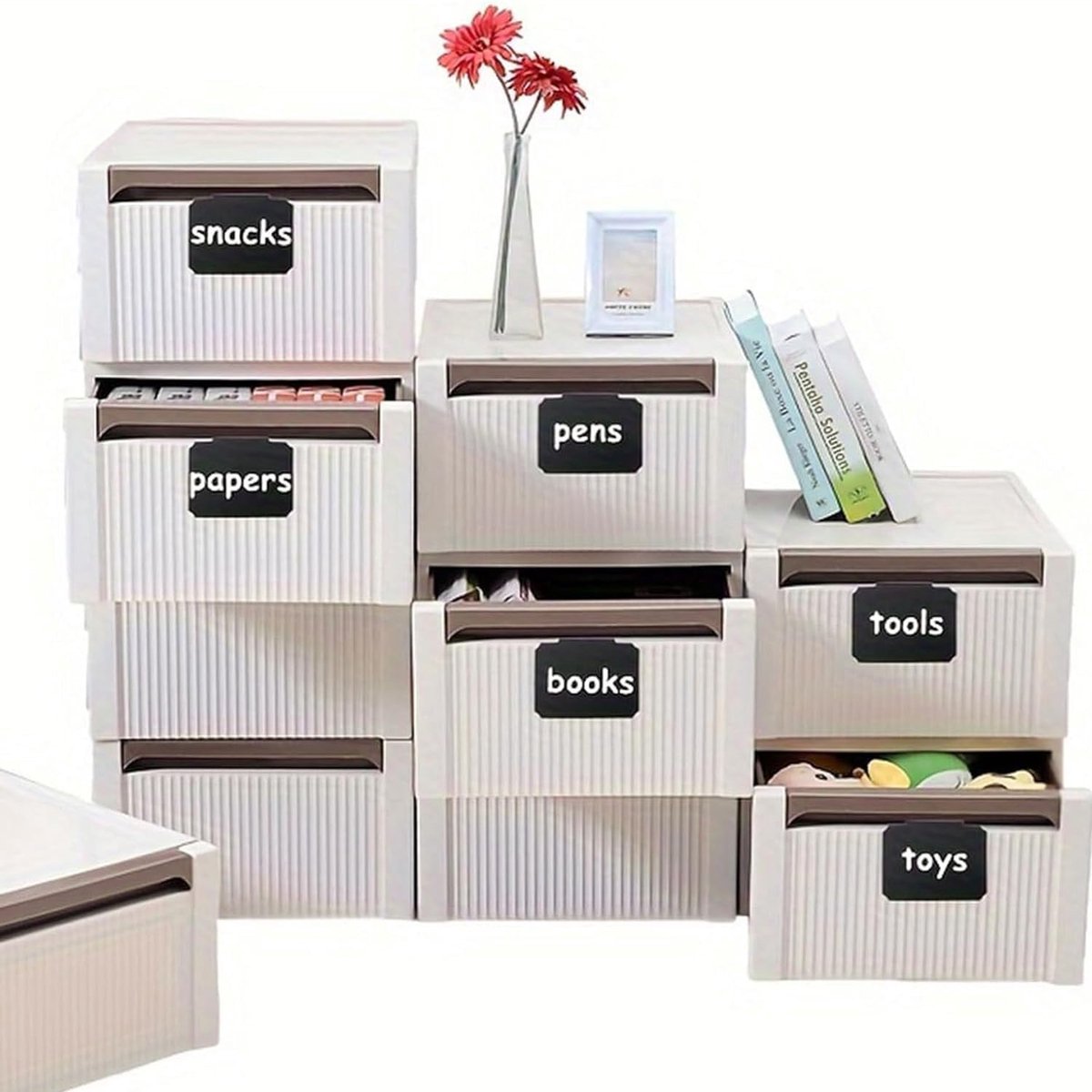 12 pieces - Labels - basket labels with clip - removable storage rack labels - chalkboard label - label holders - clip-on labels - shelf labels - PVC label - reusable - for bins, baskets, boxes - 9*7 cm - black