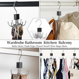 2 pieces - Belt Rack - Belt Organizer - Bra Hanger - Tank Top Hanger - Clothes Hanger - Clothes Hangers - 360° Rotating Metal - Bra Organizer - Storage Rack - with 6 Hooks - for belts, ties, tank tops, bras, scarves and handbags - 14*10 cm - Black