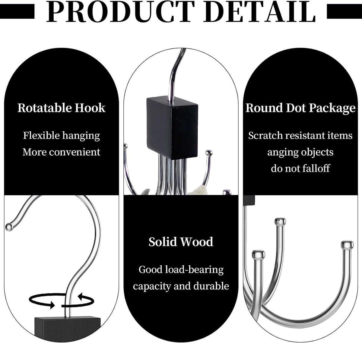 2 pieces - Belt Rack - Belt Organizer - Bra Hanger - Tank Top Hanger - Clothes Hanger - Clothes Hangers - 360° Rotating Metal - Bra Organizer - Storage Rack - with 6 Hooks - for belts, ties, tank tops, bras, scarves and handbags - 14*10 cm - Black