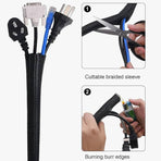 3m*13mm - cable protector - cable management - cable sleeve - black cable cover - cable management - cable cover for cable harness - braided cable cover - split and self-rolling cover - for USB cable, power cable, audio and video cable - black