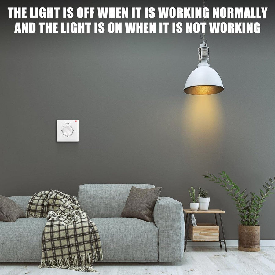 Countdown Switch - 60 minutes - Countdown timer switch - Mechanical countdown timer socket - time switch - timer light switch - with timer - timer socket - for bathroom extractor fan, garage, laundry room, storage room or spa - white