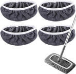 4 Pack Reusable Microfiber Cloths - Suitable for Efficient Sweeping Cleaning - Suitable for Swiffer Sweeper - Wet & Dry Cleaning Cloths - Mop Head Replacement - Washable Refills - for Household Floors - 25 x 11.5 cm - Grey