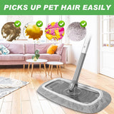 4 Pack Reusable Microfiber Cloths - Suitable for Efficient Sweeping Cleaning - Suitable for Swiffer Sweeper - Wet & Dry Cleaning Cloths - Mop Head Replacement - Washable Refills - for Household Floors - 25 x 11.5 cm - Grey - Top-Down View