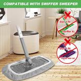 4 Pack Reusable Microfiber Cloths - Suitable for Efficient Sweeping Cleaning - Suitable for Swiffer Sweeper - Wet & Dry Cleaning Cloths - Mop Head Replacement - Washable Refills - for Household Floors - 25 x 11.5 cm - Grey
