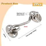 2 pieces - Wind hook - 3 inch - Wind hooks - Door hinges - Door bolt - Hinge - barn door hook - hook and eye bolt - cabin hooks and eye bolt - swivel window hook - door hooks - lock - for sliding door, bedroom, bathroom - 75*39 mm - silver - 45-Degree Angle