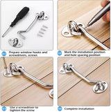 2 pieces - Wind hook - 3 inch - Wind hooks - Door hinges - Door bolt - Hinge - barn door hook - hook and eye bolt - cabin hooks and eye bolt - swivel window hook - door hooks - lock - for sliding door, bedroom, bathroom - 75*39 mm - silver