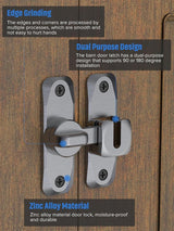 2 pieces - 90/180 degrees - sliding door lock - privacy protection - security sliding door lock - small gate locks - hardware for shed, garden, bathroom, cupboard, window - 80*25 mm - grey - Side View
